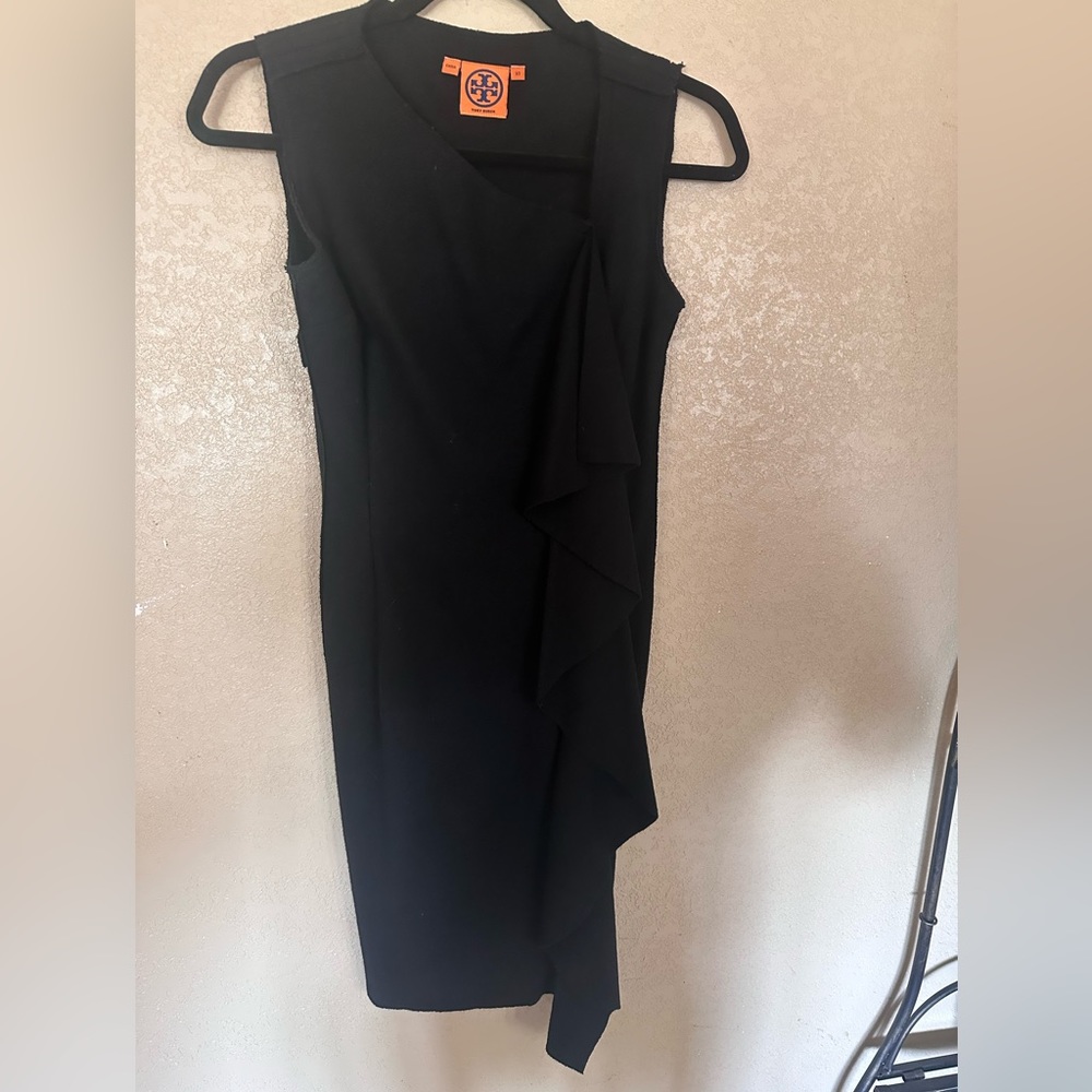 Tory Burch wool fabric black dress .